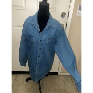 Brixton Bowery Mens Blue Denim Western Rodeo Cowboy Button Down Long Sleeve Med